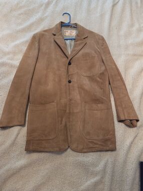 Men's Tan Suede Three-Button Coat